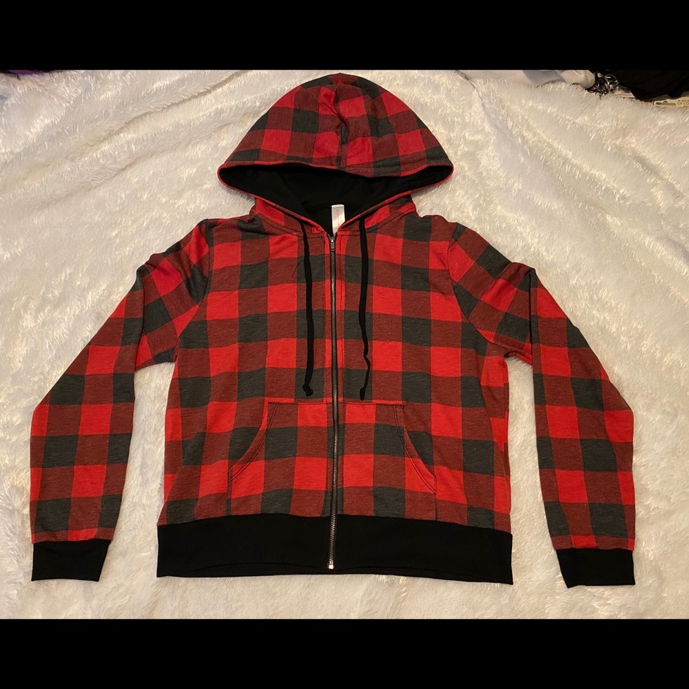 NO BOUNDARIES Flannel Zip Hoodie